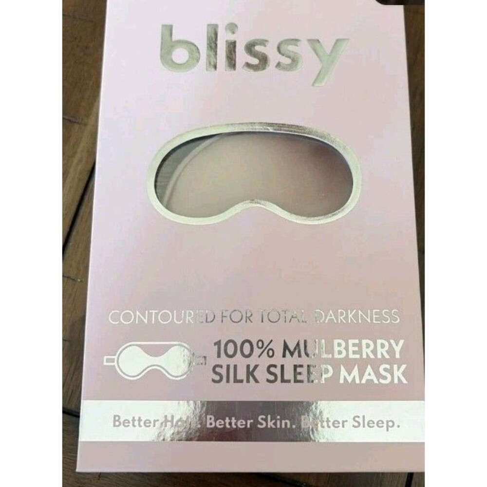 Blissy 100% Mulberry Silk Sleep Mask Pink Eye Mask NIB + Silk Travel Bag!